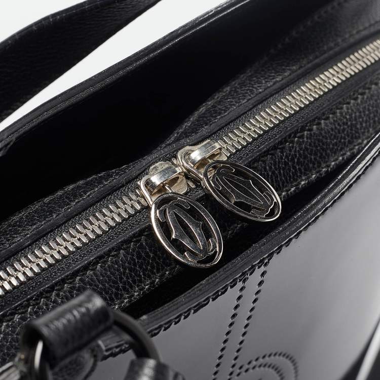 Pre Owned Cartier Black Patent and Leather Marcello de Cartier Satchel