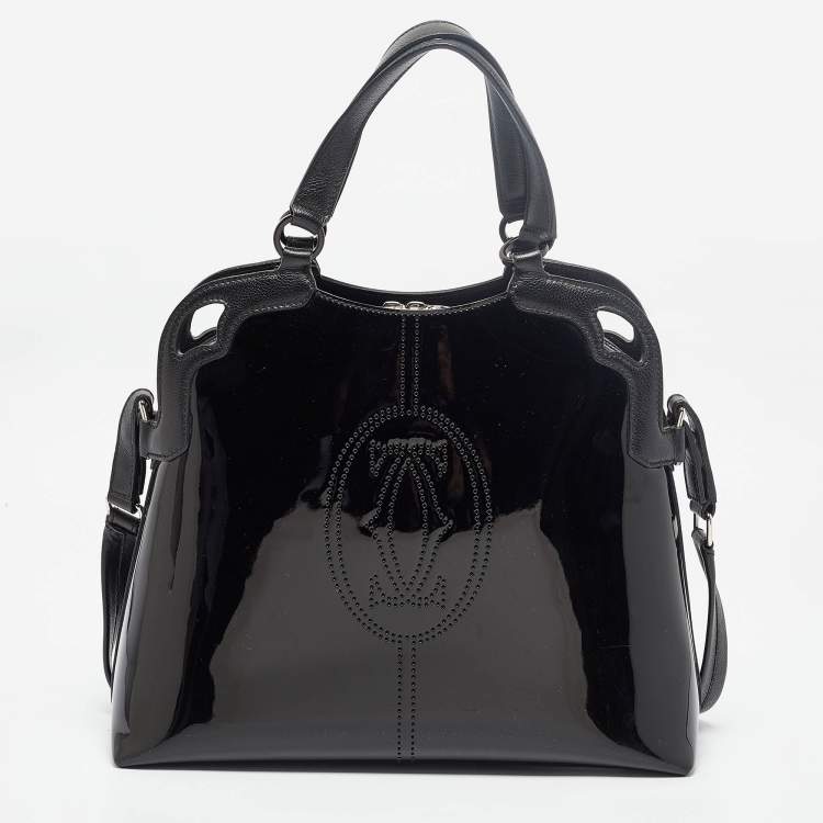Pre Owned Cartier Black Patent and Leather Marcello de Cartier Satchel