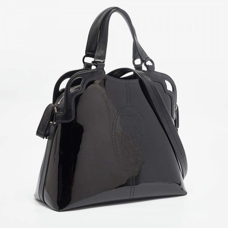 Pre Owned Cartier Black Patent and Leather Marcello de Cartier Satchel