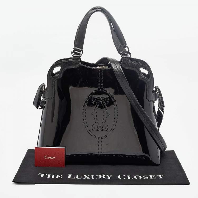 Pre Owned Cartier Black Patent and Leather Marcello de Cartier Satchel