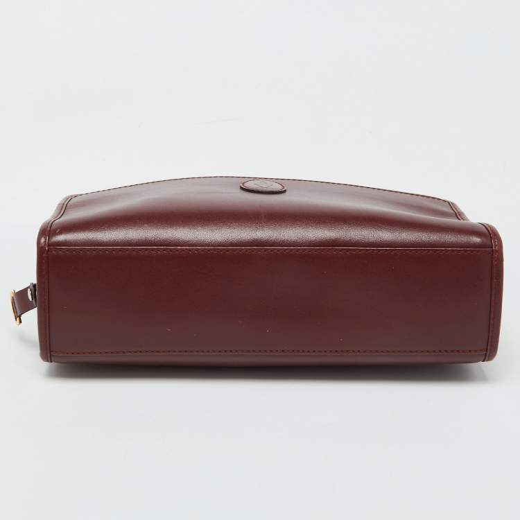 Pre Owned Cartier Burgundy Leather Must de Cartier Zip Pouch Clutch