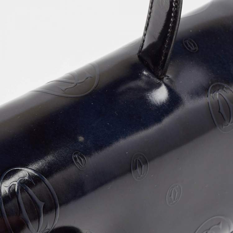 Pre Owned Cartier Navy Blue Patent Leather Happy Birthday Top Handle Bag