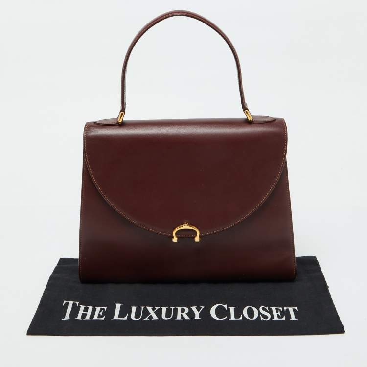 Pre Owned Cartier Burgundy Leather Le Must De Cartier Top Handle Bag