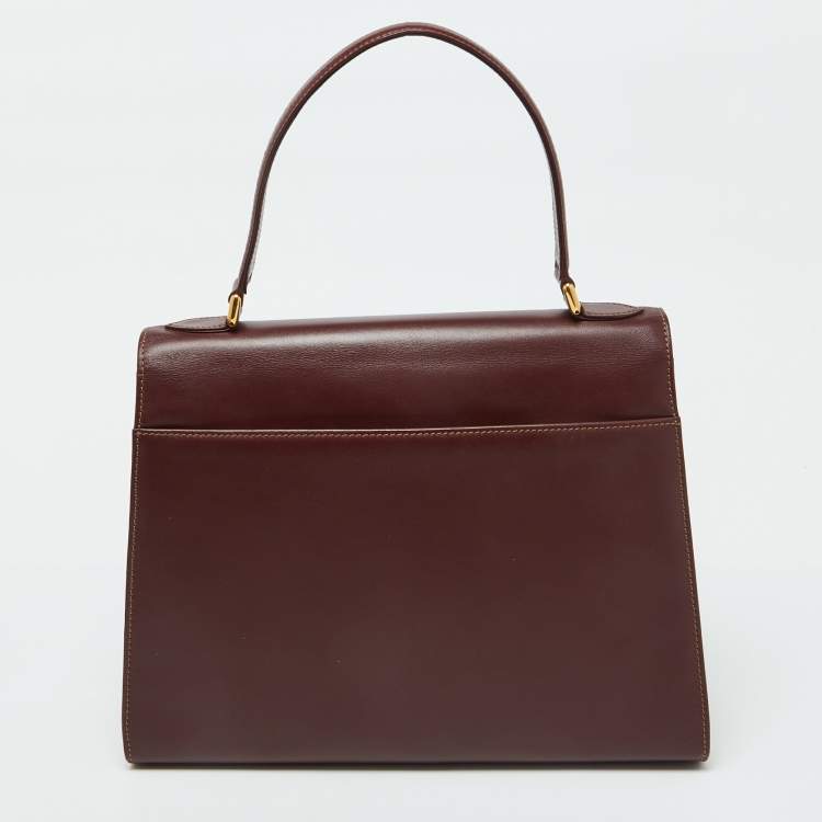 Pre Owned Cartier Burgundy Leather Le Must De Cartier Top Handle Bag