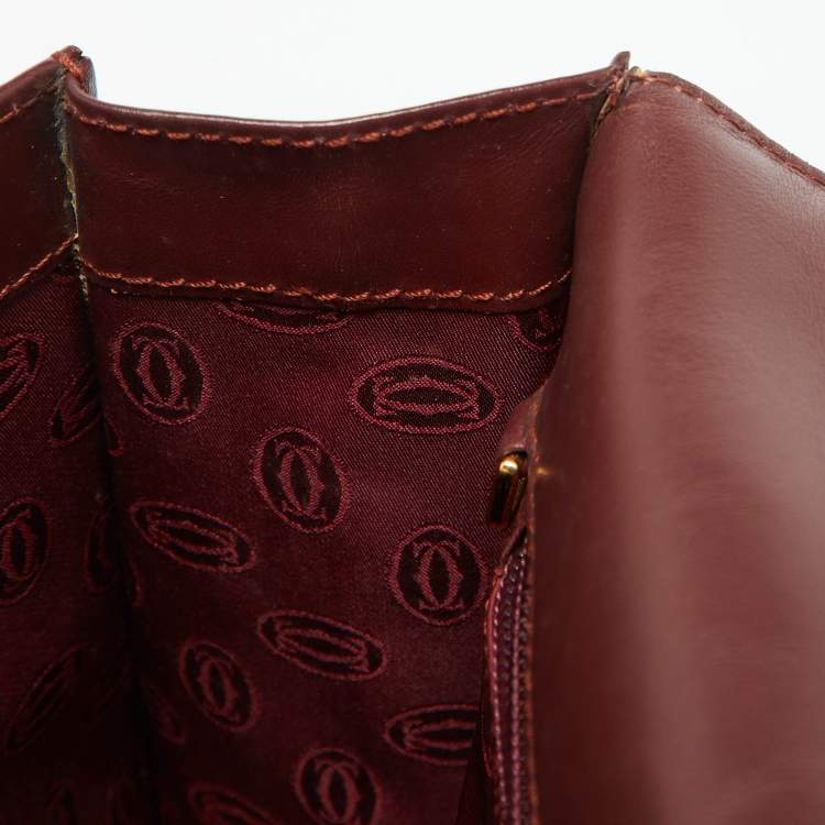 Pre Owned Cartier Burgundy Leather Le Must De Cartier Top Handle Bag