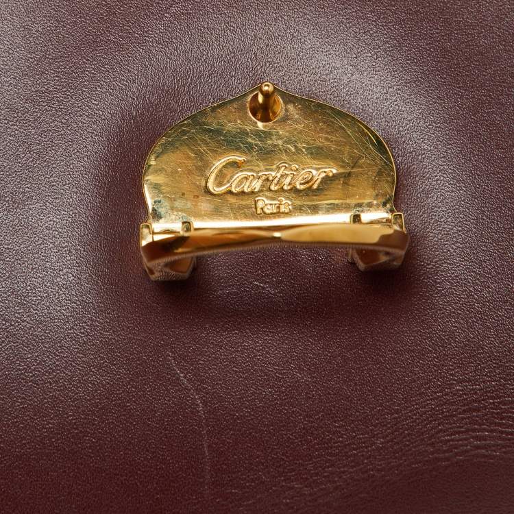 Pre Owned Cartier Burgundy Leather Le Must De Cartier Top Handle Bag