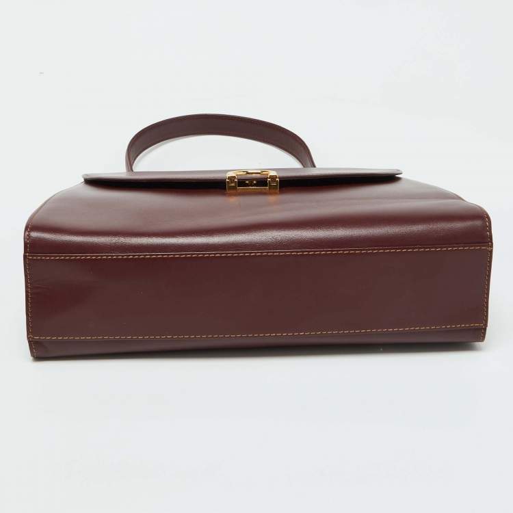 Pre Owned Cartier Burgundy Leather Le Must De Cartier Top Handle Bag