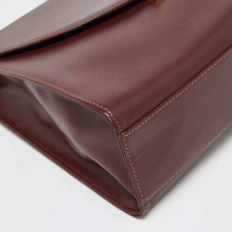 Pre Owned Cartier Burgundy Leather Le Must De Cartier Top Handle Bag