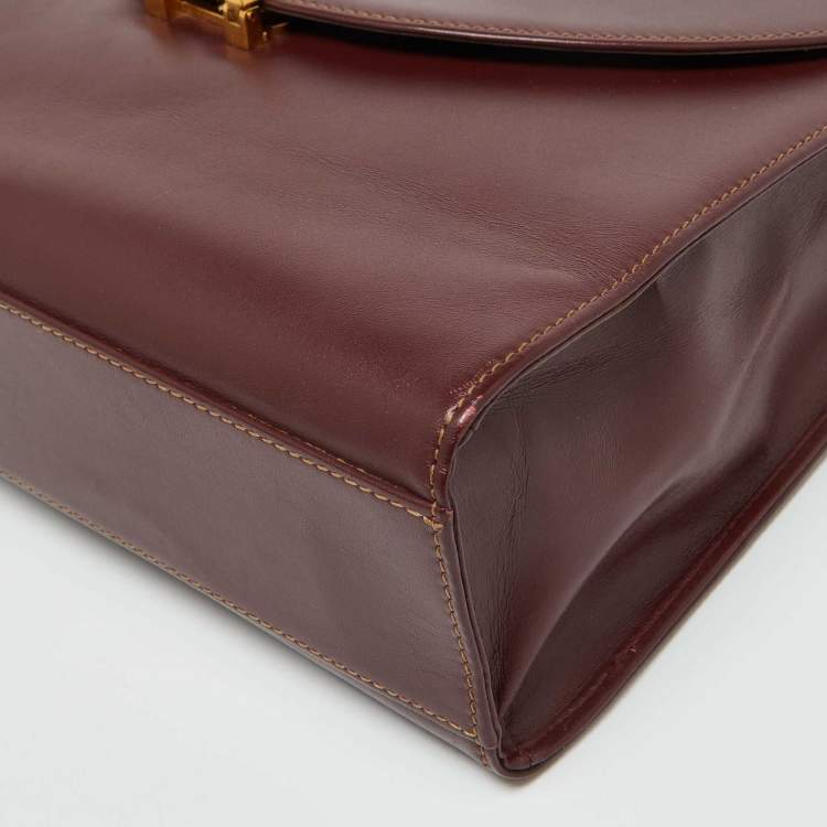 Pre Owned Cartier Burgundy Leather Le Must De Cartier Top Handle Bag