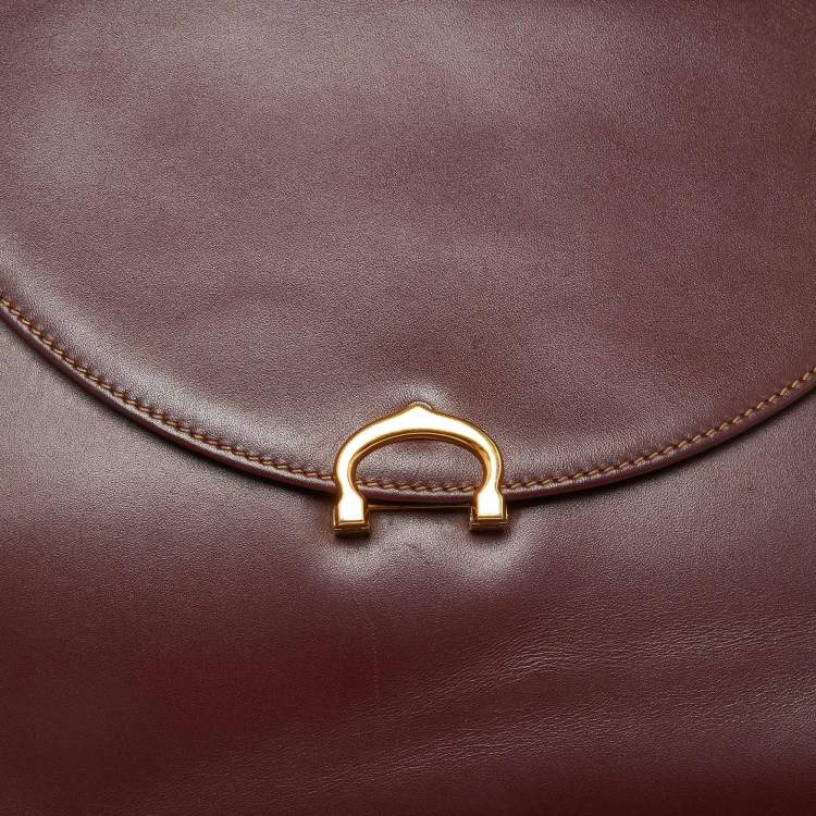 Pre Owned Cartier Burgundy Leather Le Must De Cartier Top Handle Bag