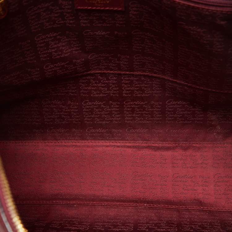 Pre Owned Cartier Burgundy Leather Zip Boston Bag