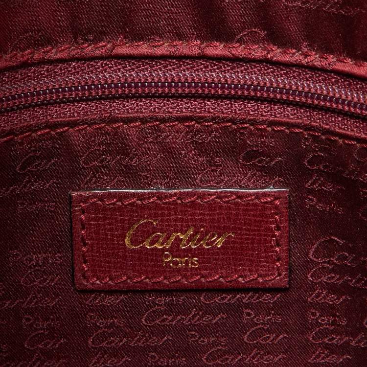 Pre Owned Cartier Burgundy Leather Zip Boston Bag