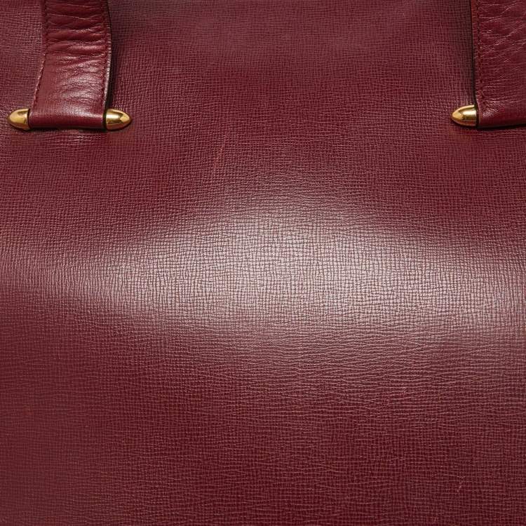 Pre Owned Cartier Burgundy Leather Zip Boston Bag