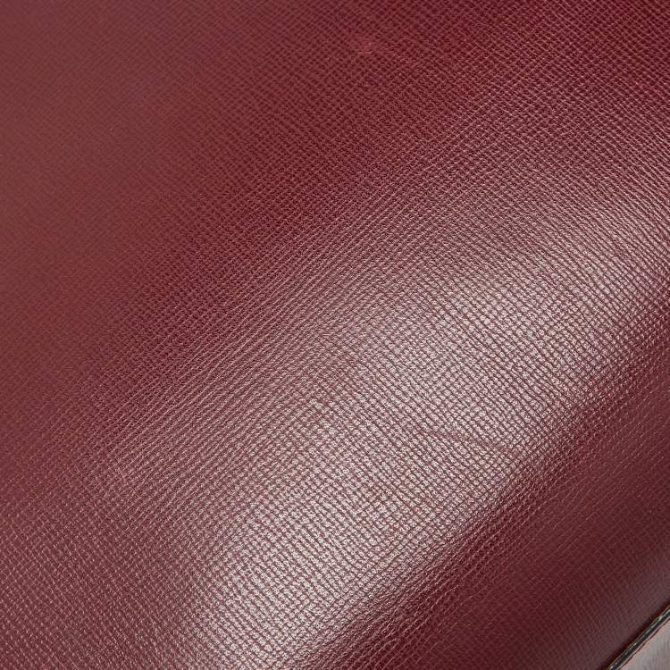 Pre Owned Cartier Burgundy Leather Zip Boston Bag