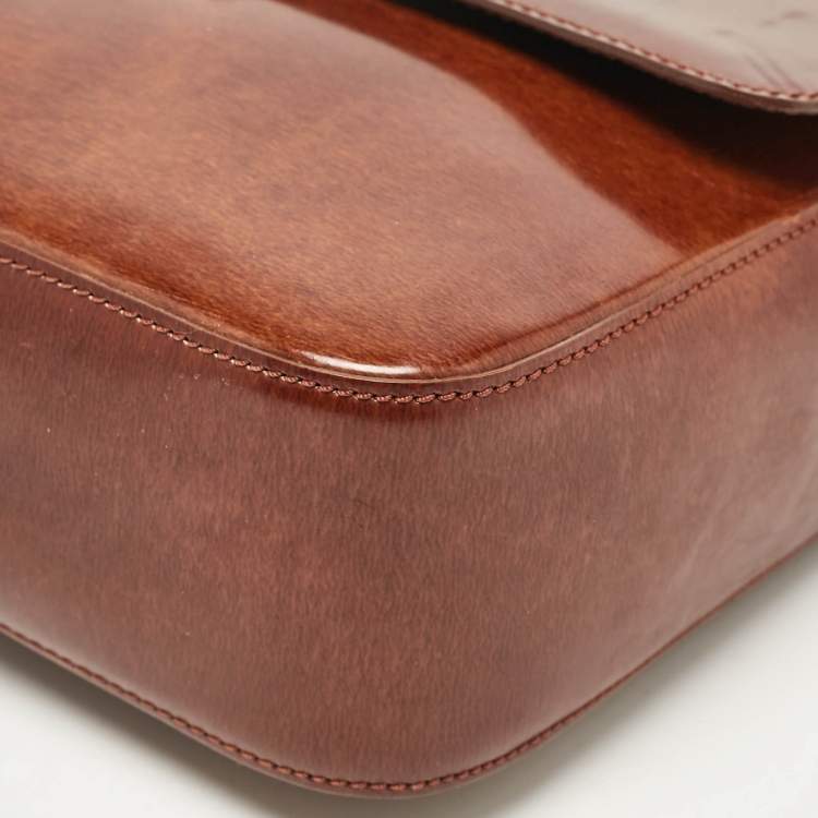Pre Owned Cartier Brown Glossy Leather Panthere de Cartier Shoulder Bag