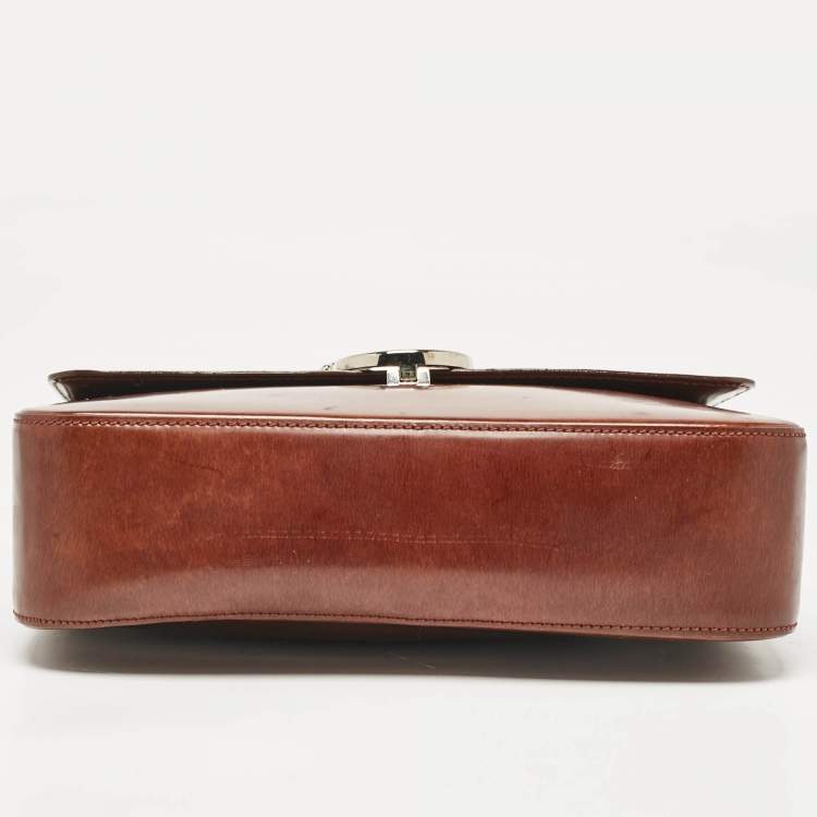 Pre Owned Cartier Brown Glossy Leather Panthere de Cartier Shoulder Bag