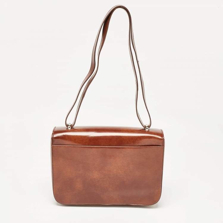 Pre Owned Cartier Brown Glossy Leather Panthere de Cartier Shoulder Bag
