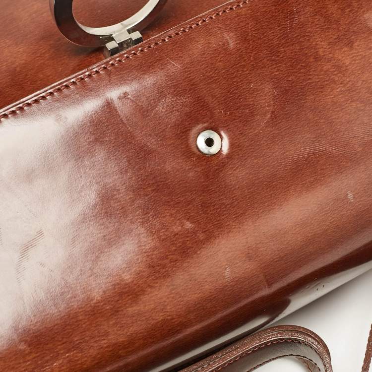 Pre Owned Cartier Brown Glossy Leather Panthere de Cartier Shoulder Bag