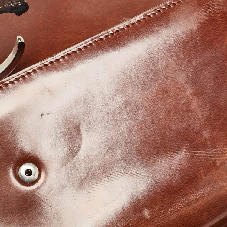 Pre Owned Cartier Brown Glossy Leather Panthere de Cartier Shoulder Bag