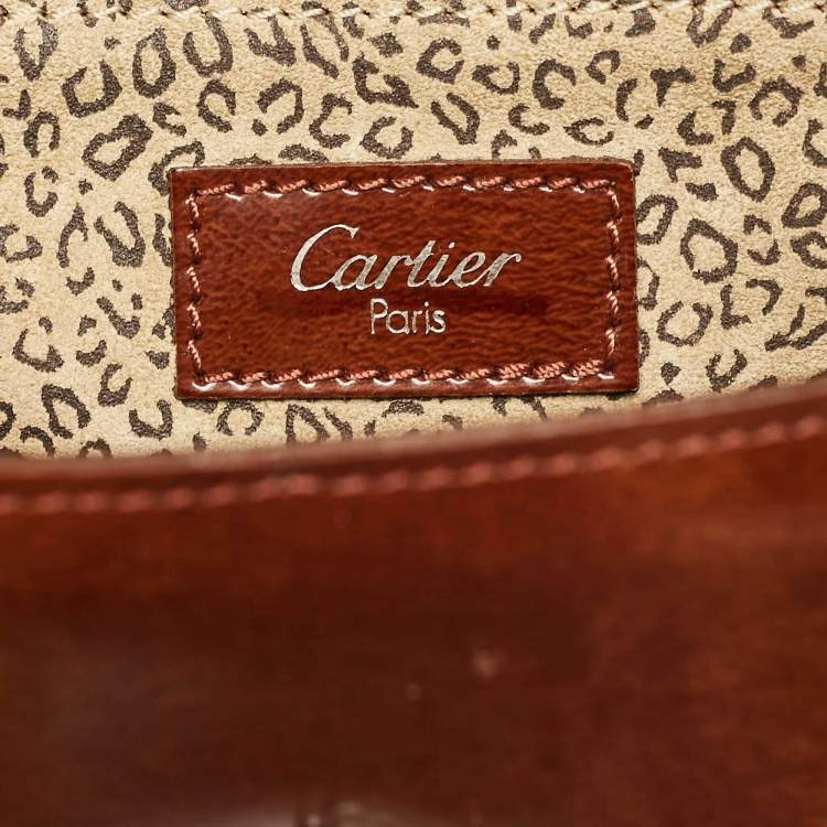 Pre Owned Cartier Brown Glossy Leather Panthere de Cartier Shoulder Bag