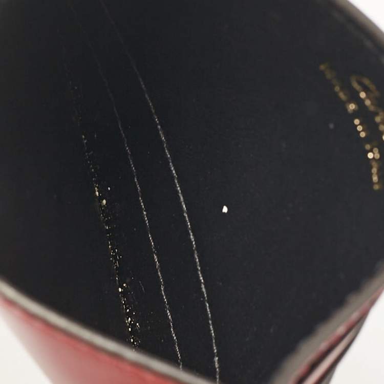 Pre Owned Cartier Dark Red Leather C De Cartier Card Holder