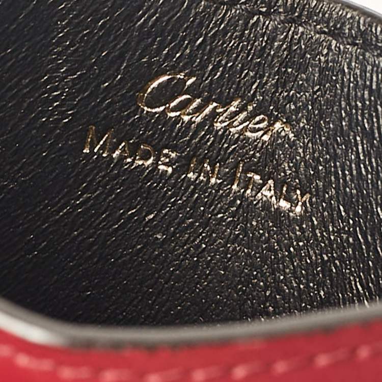 Pre Owned Cartier Dark Red Leather C De Cartier Card Holder