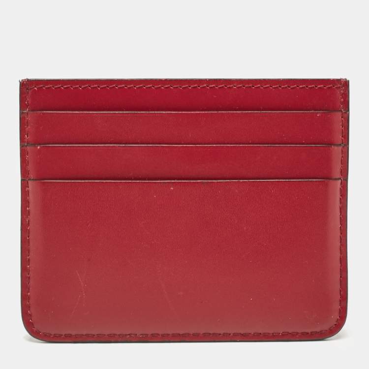 Pre Owned Cartier Dark Red Leather C De Cartier Card Holder