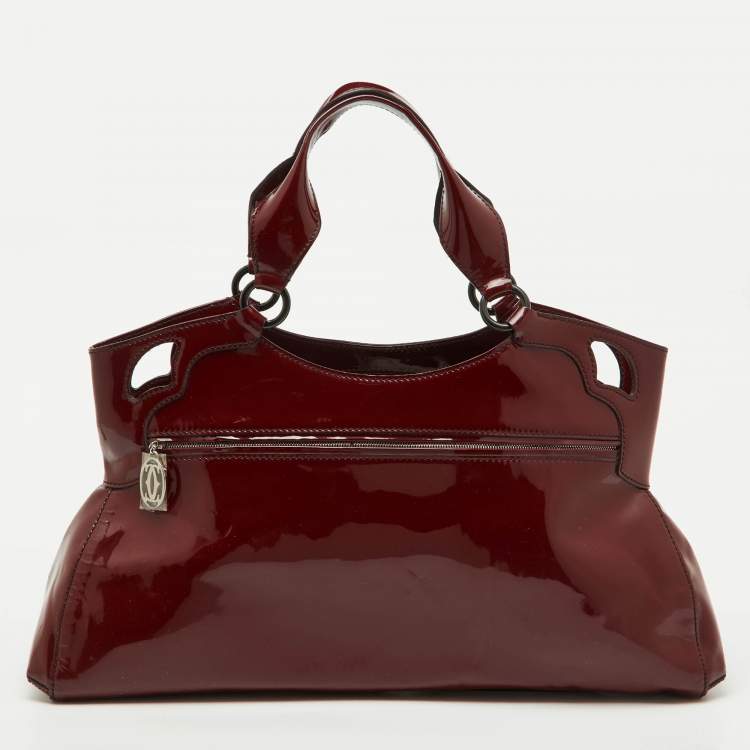 Pre Owned Cartier Burgundy Patent Leather Large Marcello de Cartier Bag
