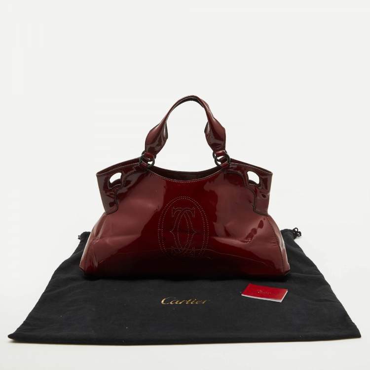 Pre Owned Cartier Burgundy Patent Leather Large Marcello de Cartier Bag