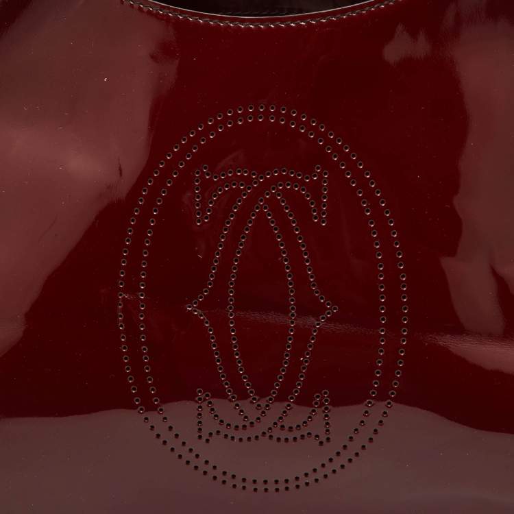 Pre Owned Cartier Burgundy Patent Leather Large Marcello de Cartier Bag