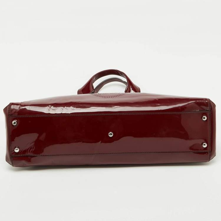 Pre Owned Cartier Burgundy Patent Leather Large Marcello de Cartier Bag