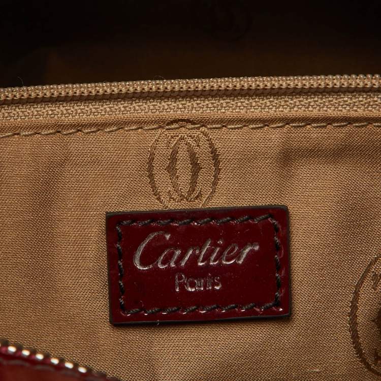 Pre Owned Cartier Burgundy Patent Leather Large Marcello de Cartier Bag
