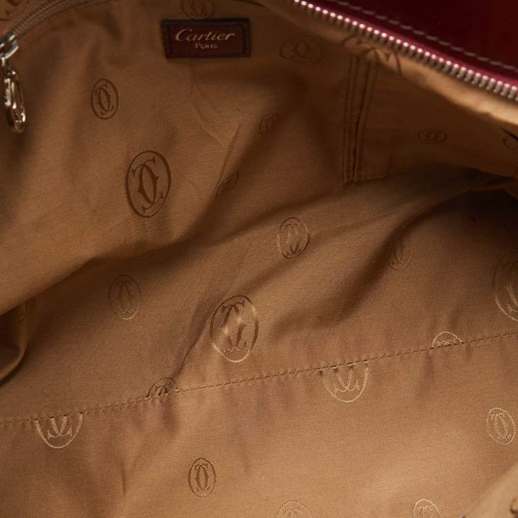 Pre Owned Cartier Burgundy Patent Leather Large Marcello de Cartier Bag