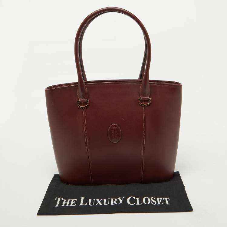 Pre Owned Cartier Burgundy Leather Must de Cartier Tote