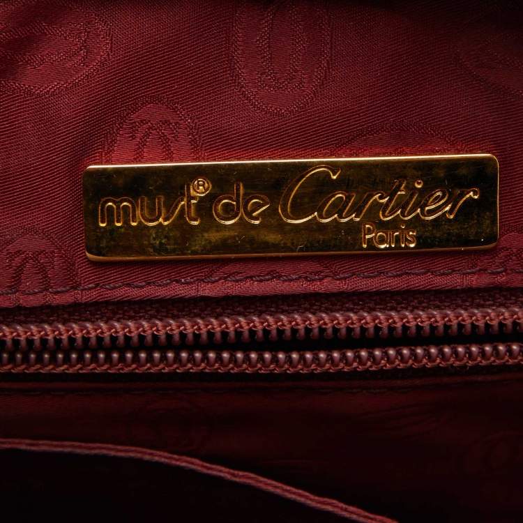 Pre Owned Cartier Burgundy Leather Must de Cartier Tote