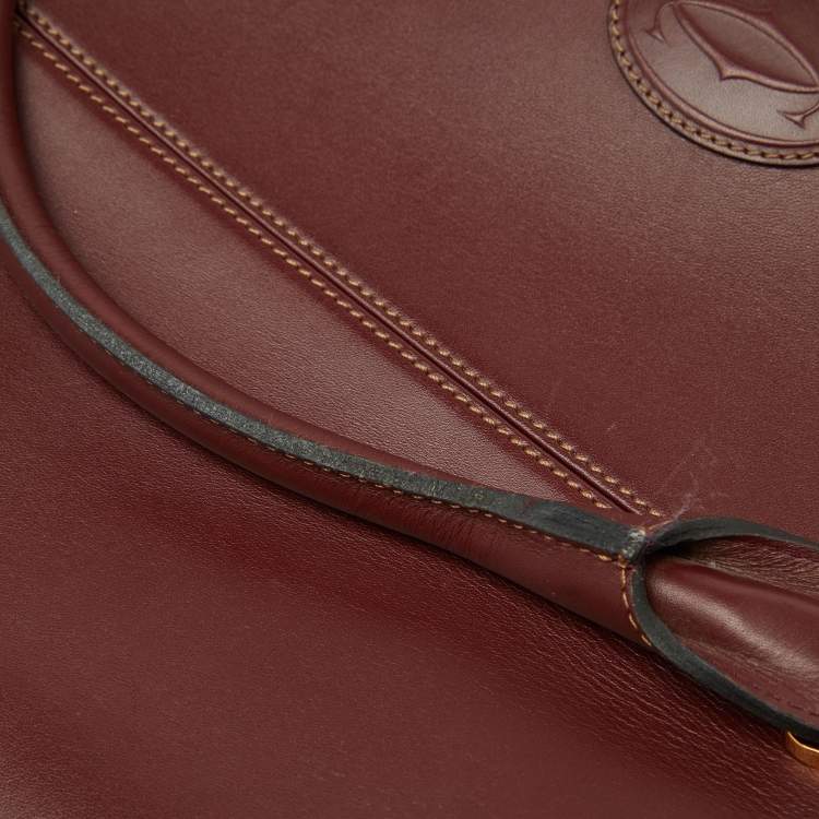 Pre Owned Cartier Burgundy Leather Must de Cartier Tote