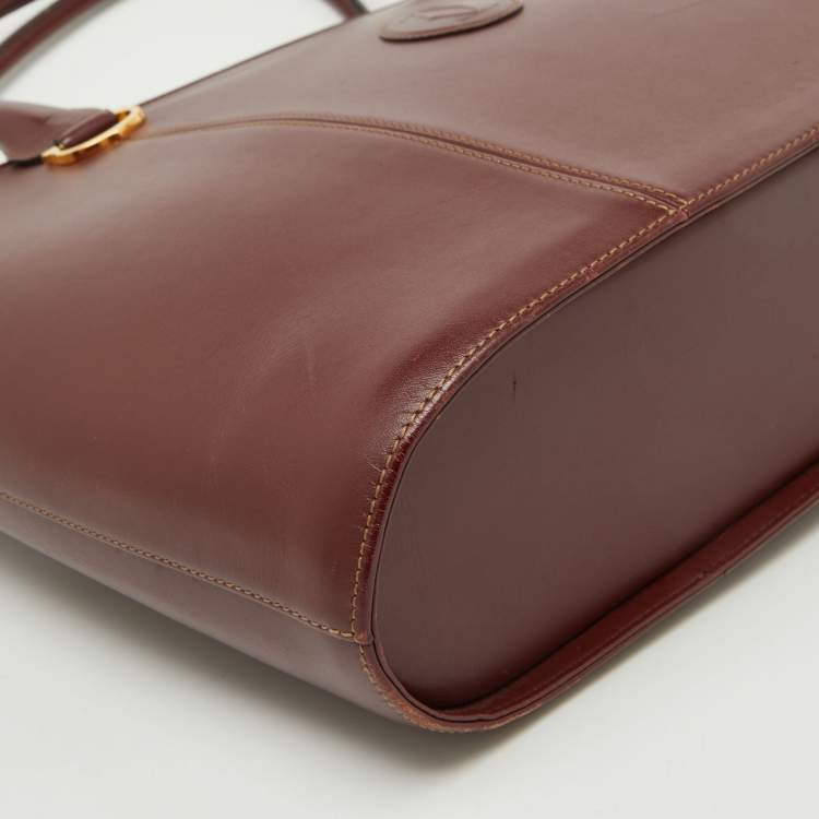Pre Owned Cartier Burgundy Leather Must de Cartier Tote
