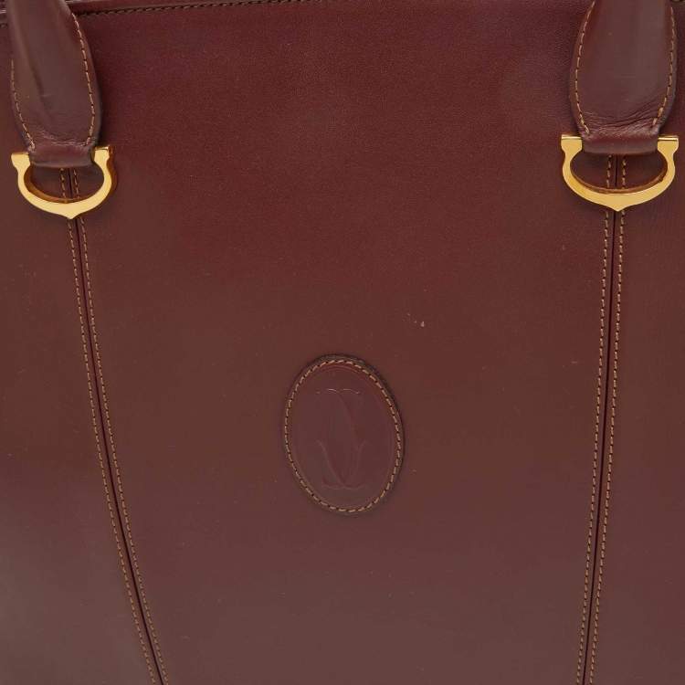 Pre Owned Cartier Burgundy Leather Must de Cartier Tote