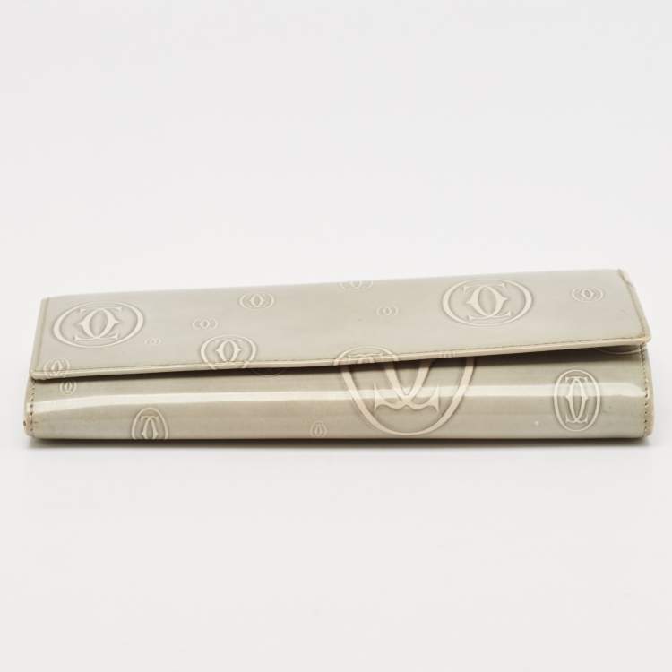Pre Owned Cartier Grey Leather Happy Birthday Continental Wallet