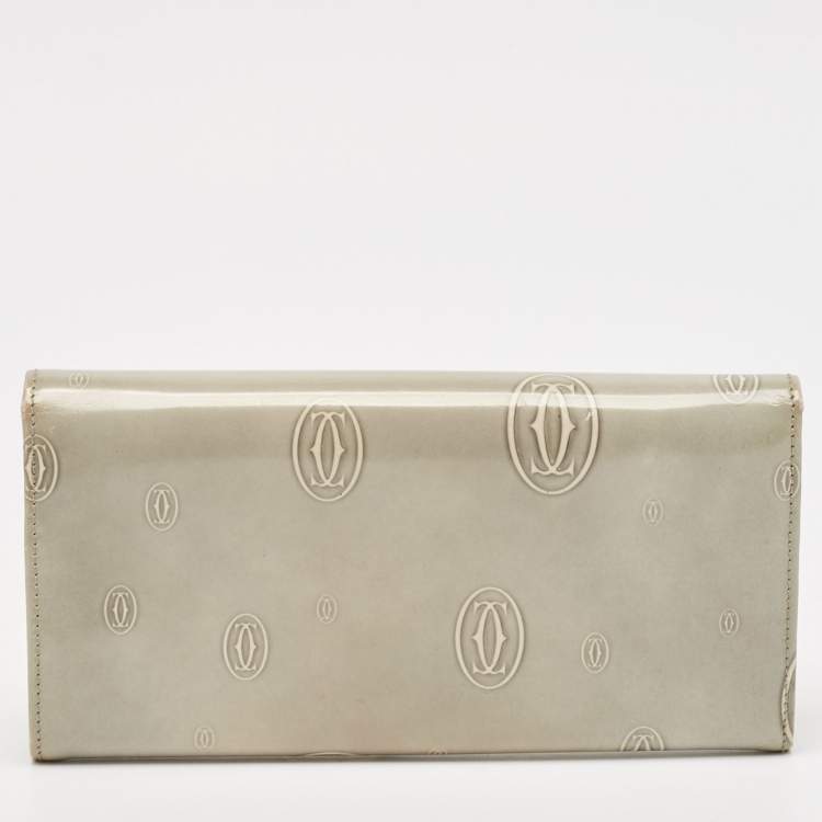 Pre Owned Cartier Grey Leather Happy Birthday Continental Wallet