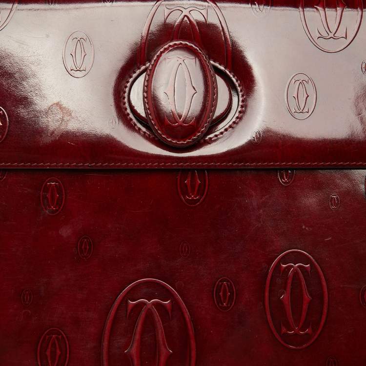 Pre Owned Cartier Red Patent Leather Happy Birthday Top Handle Bag