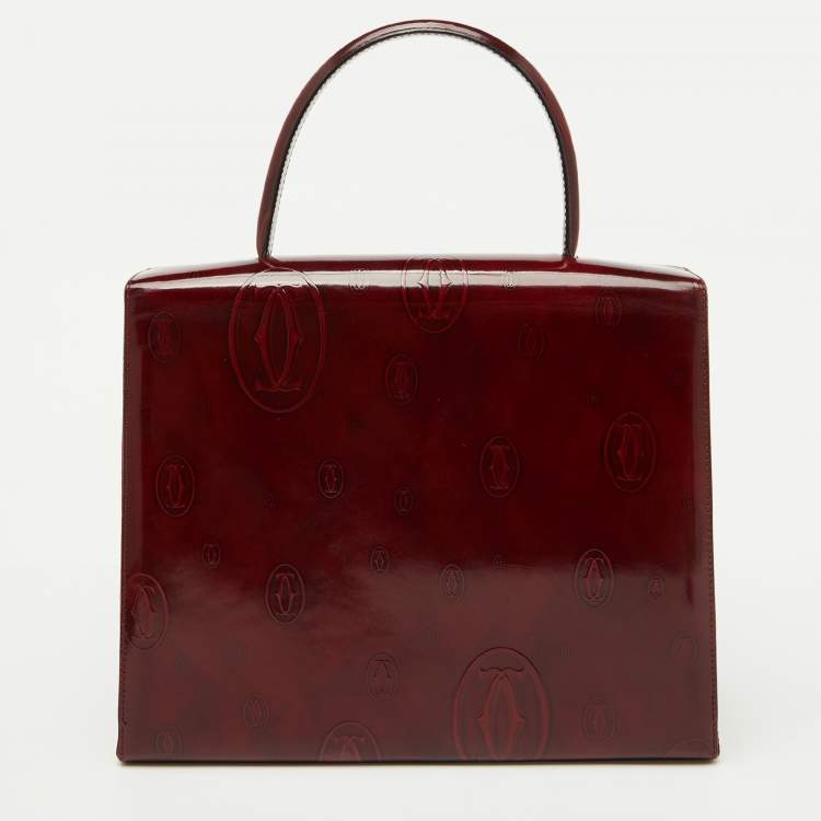 Pre Owned Cartier Red Patent Leather Happy Birthday Top Handle Bag