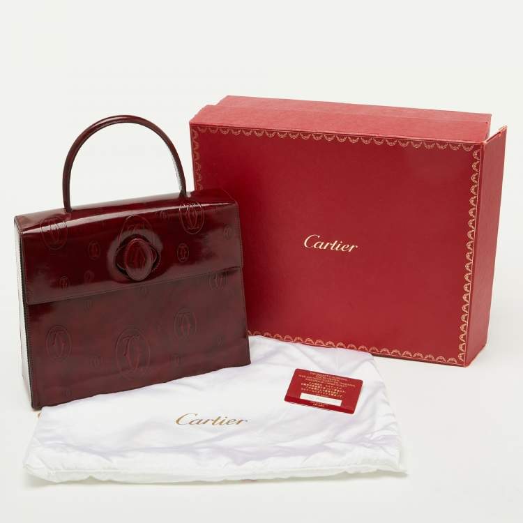 Pre Owned Cartier Red Patent Leather Happy Birthday Top Handle Bag