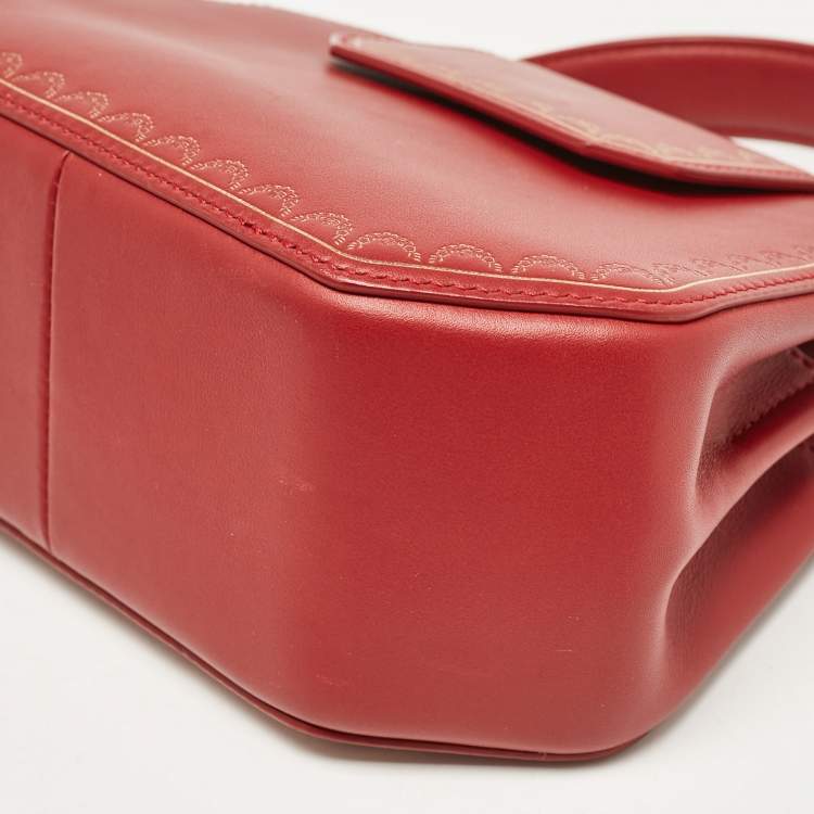 Pre Owned Cartier Red Leather Mini Guirlande De Cartier Top Handle Bag