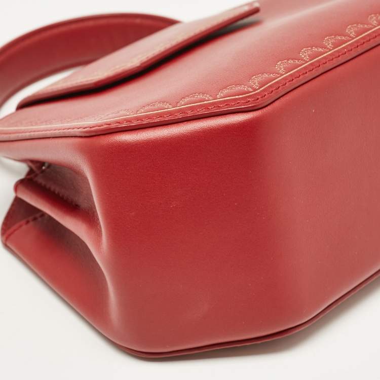 Pre Owned Cartier Red Leather Mini Guirlande De Cartier Top Handle Bag