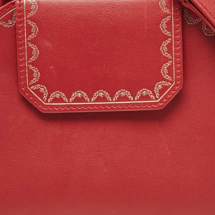 Pre Owned Cartier Red Leather Mini Guirlande De Cartier Top Handle Bag
