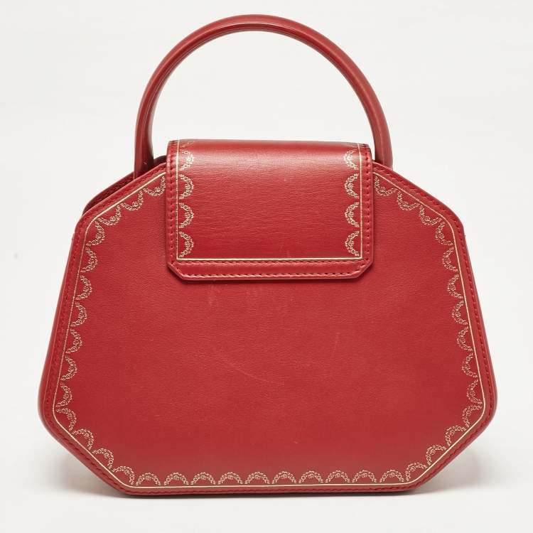 Pre Owned Cartier Red Leather Mini Guirlande De Cartier Top Handle Bag