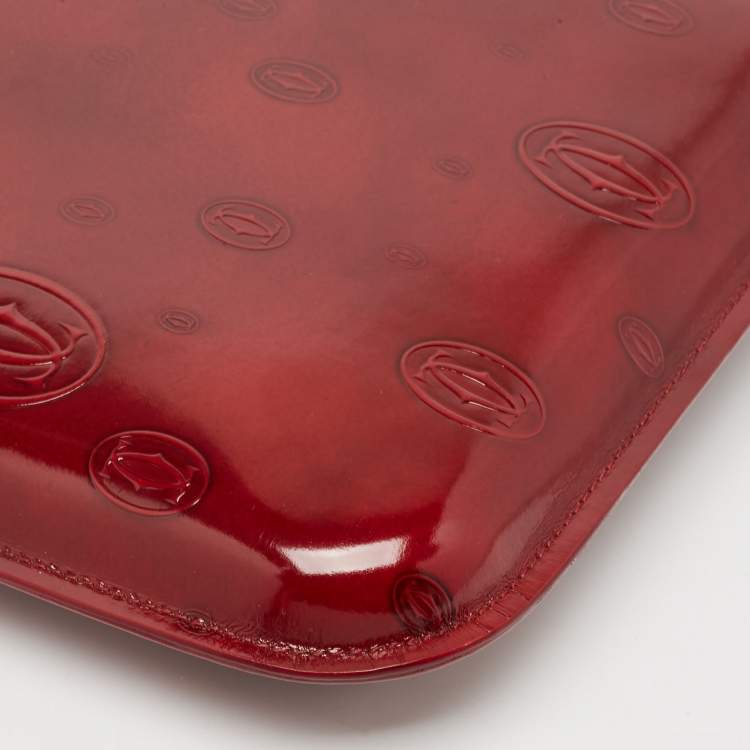 Pre Owned Cartier Red Glossy Leather Happy Birthday Tote
