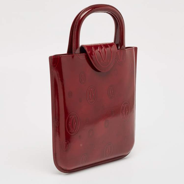 Pre Owned Cartier Red Glossy Leather Happy Birthday Tote