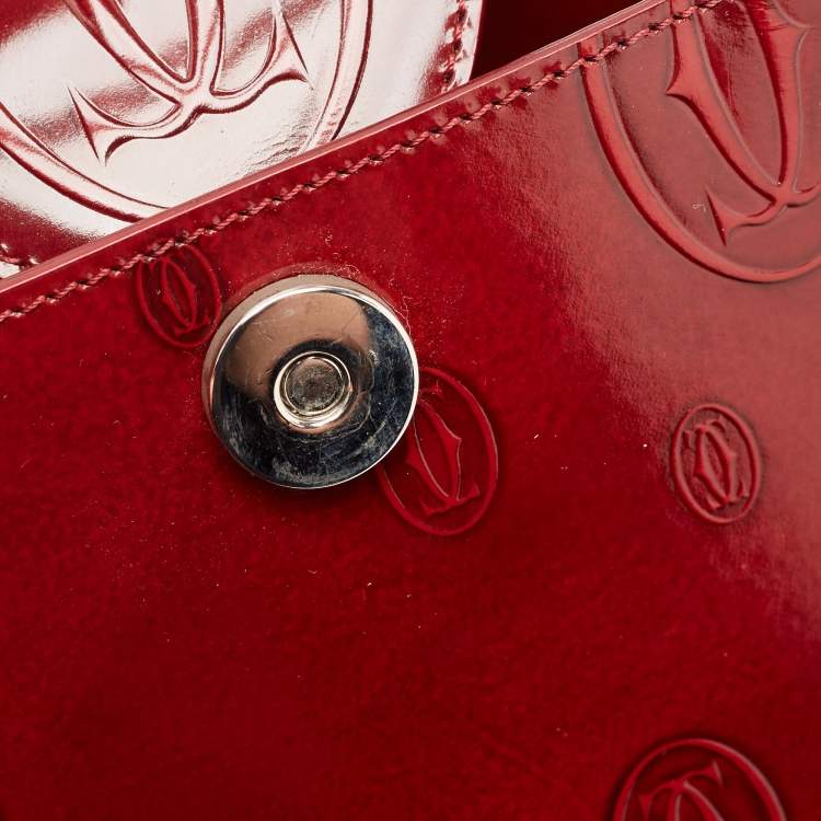 Pre Owned Cartier Red Glossy Leather Happy Birthday Tote